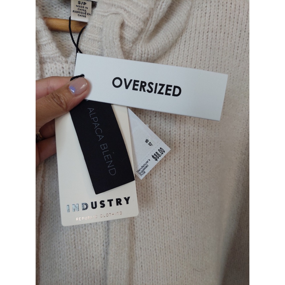 Industry Republic Cream Alpaca Blend Oversized Knit Hoodie Sweater Size S/P NWT - Picture 5 of 9